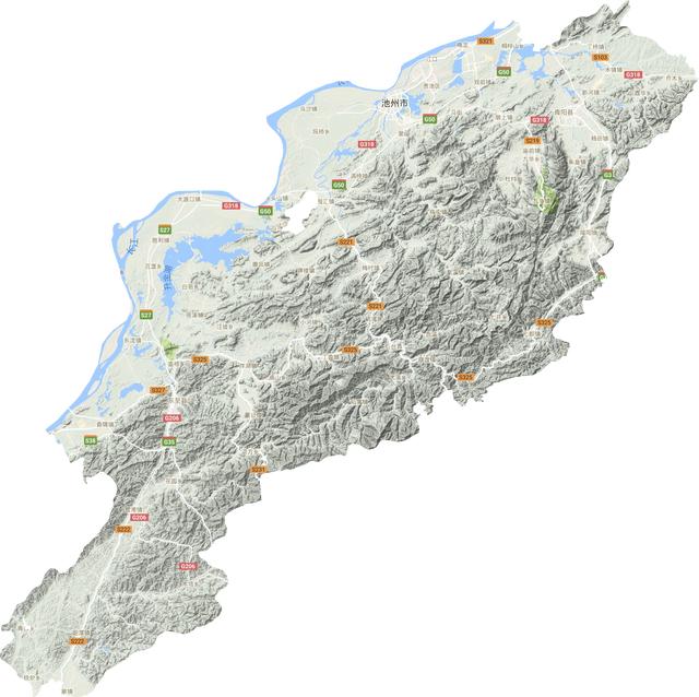 安徽全省及各市地形图高清版大图平原面积蛮大不平之地多名山